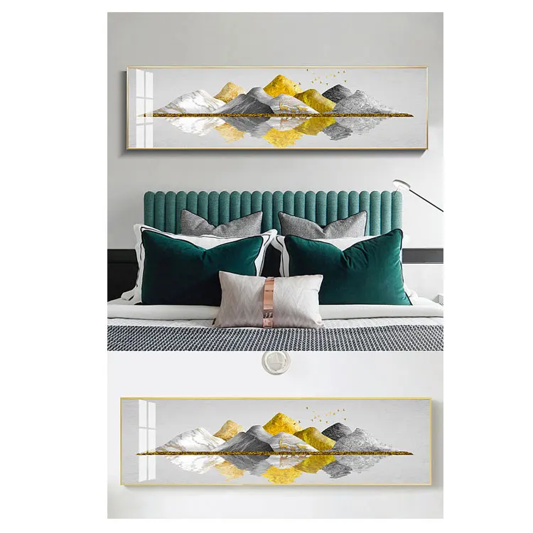 Modern Home Decor Mountain Wall Art abstract glass acrylic gold crystal porcelain wall painting