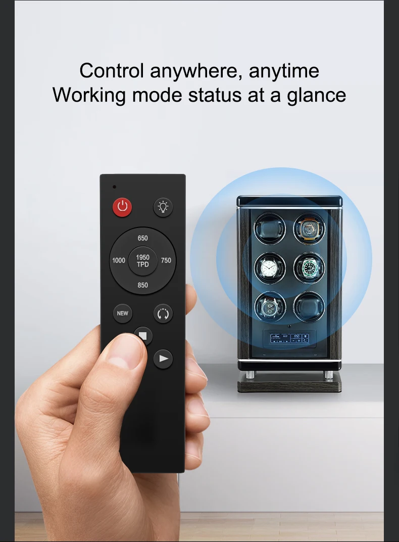 Automatic watch winding fingerprint unlock luxury wood watch storage case Touch control Piano paint back