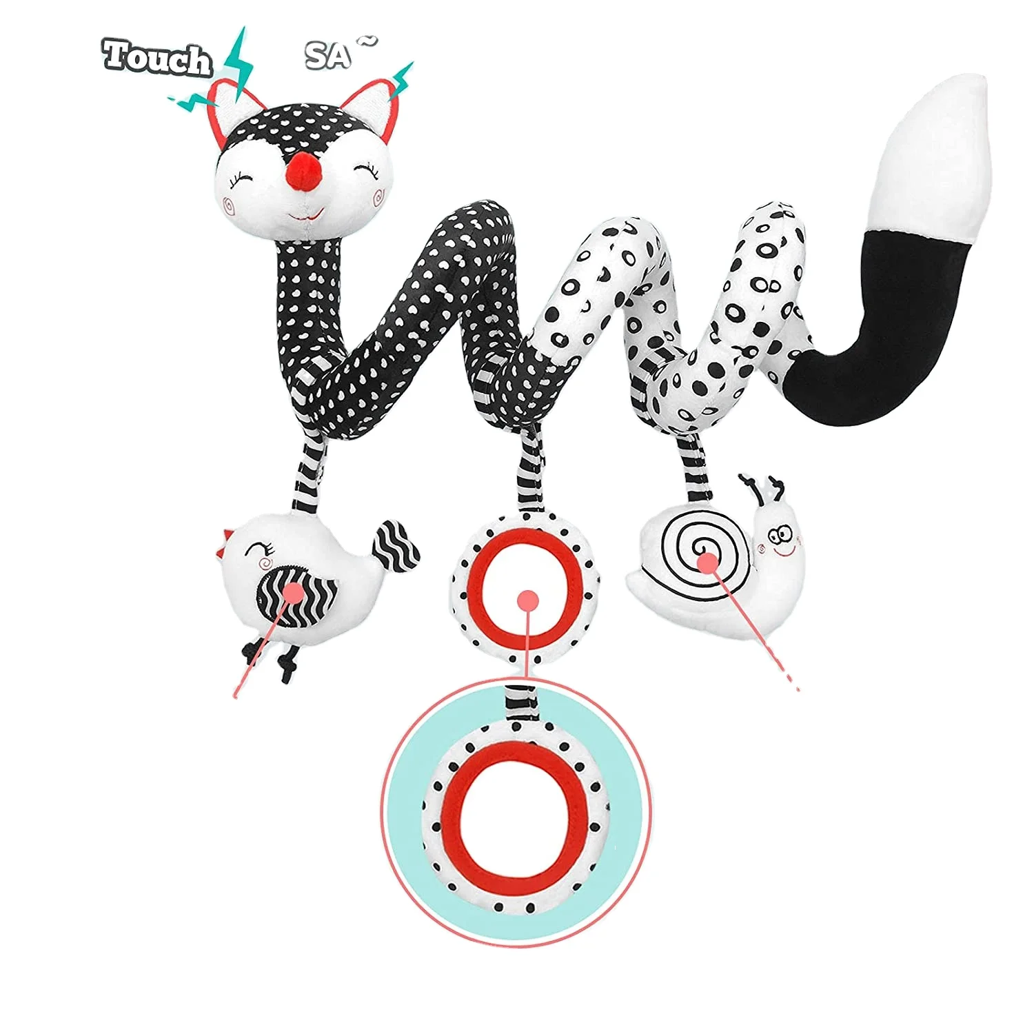 Car seat  Baby toys 0to3 months baby  Spiral stroller  Newborn toys Black and white baby high contrast toys