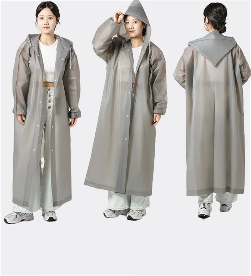 Grey Raincoat thickened non-disposable EVA fashion outdoor adult children travel travel raincoat rain poncho