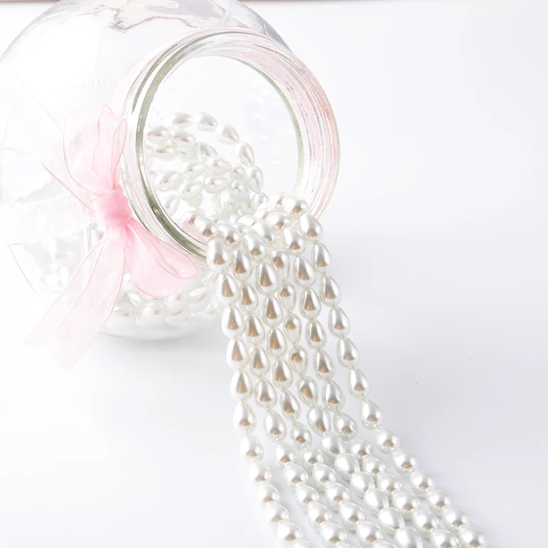 Wholesale Glass Teardrop Pearl Beads For Jewelry Making, Imitation Drop Pearls Loose Ivory Glass Pearl Beads