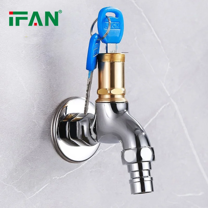 IFAN Anti-Theft Water Pipe Outdoor Garden Taps 1/2 Inch Brass Stainless Steel Faucets Bibcock With Lock