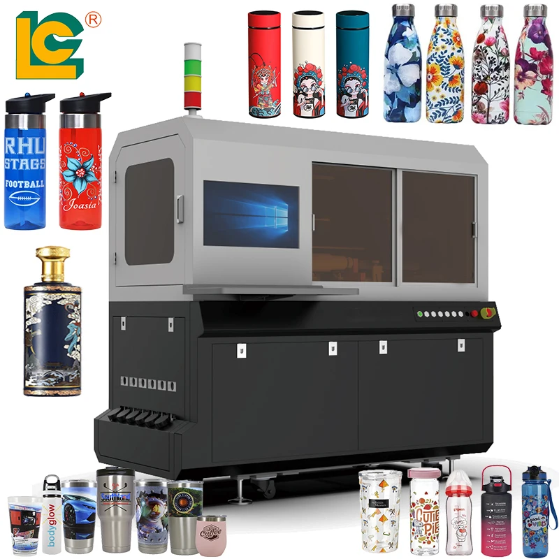 360 Degree Thermos Cup Cylinder Printer Round Tumbler Aluminium Can Rotary Cylindrical Bottle UV Printer for water bottle