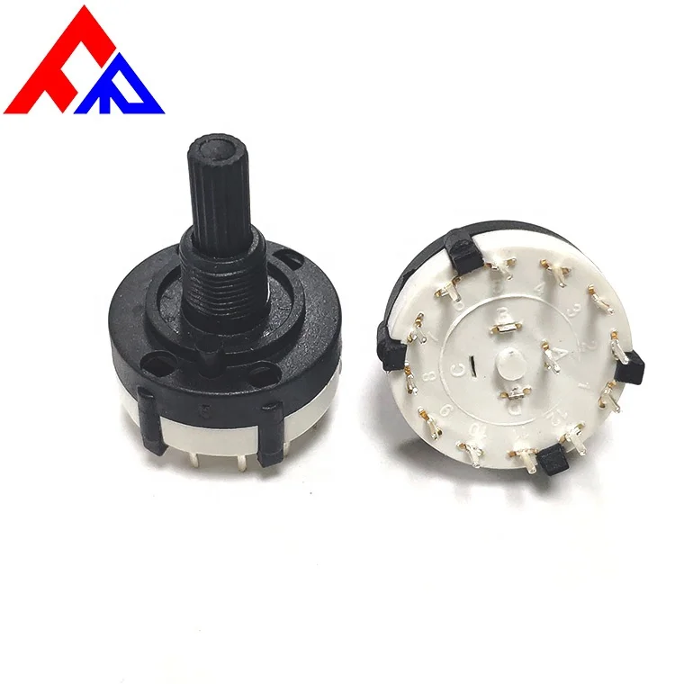 Professional manufacturer direct sales plastic insulated shaft 1/2/3/4/5/6/7/8/9/10/11/12 position rotary switch 26mm