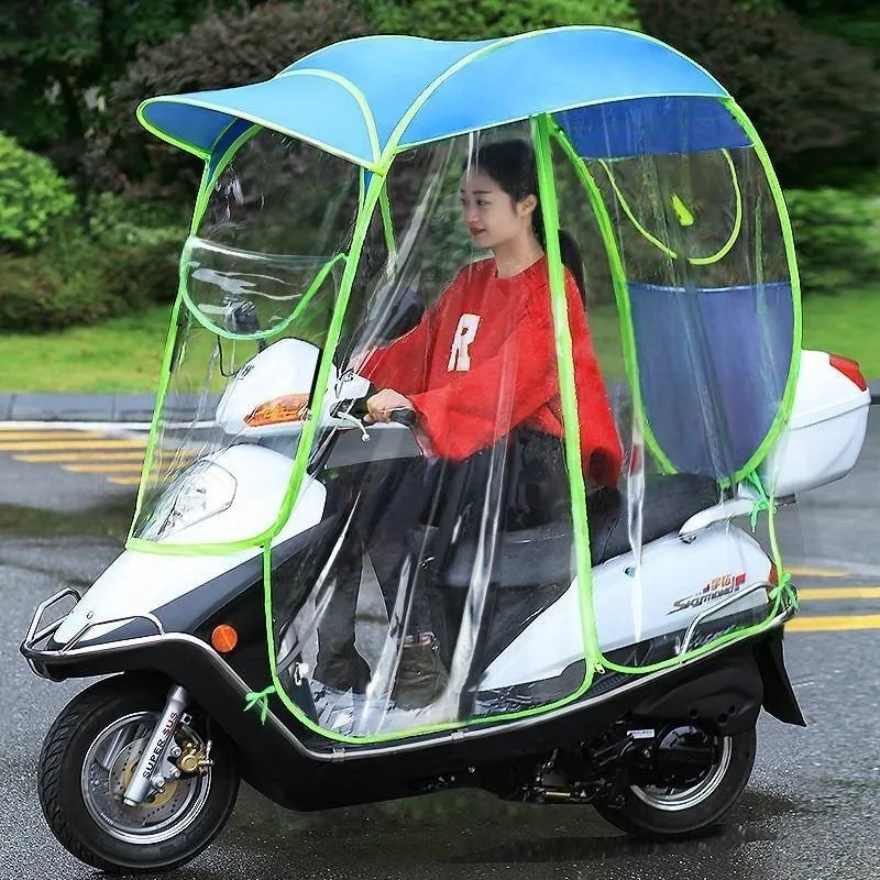 Cycle Raincoat Windproof Sunshade Oxford Rain Umbrella Full Cover Scooter Umbrella Motorcycle Motor Van Bicycle Electric Bike