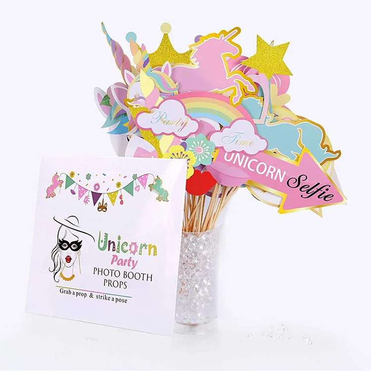 Nicro Rainbow Birthday Party Supplies Decorations Unicorn Photo Booth Props