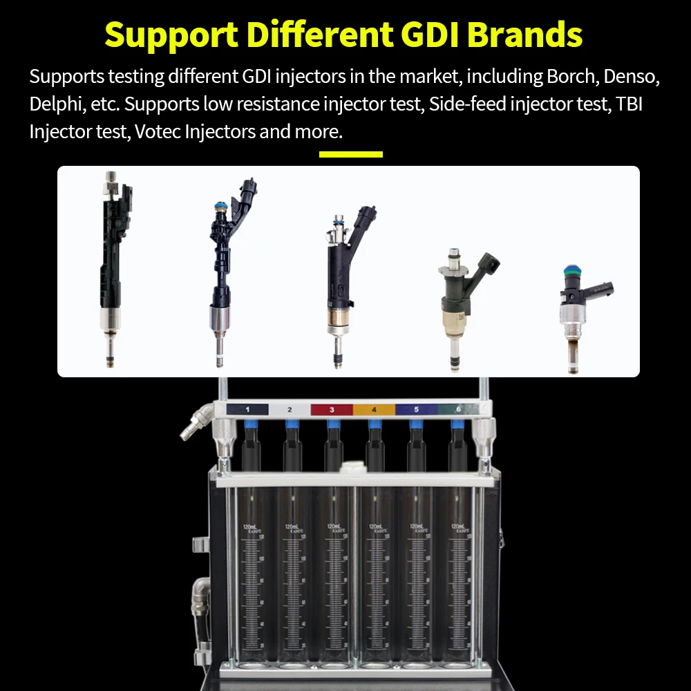 THINKCAR GDI 100 Fuel Injector Cleaner and Tester Support Different GDI Injectors With 6 Cylinders High pressure nozzle cleaning
