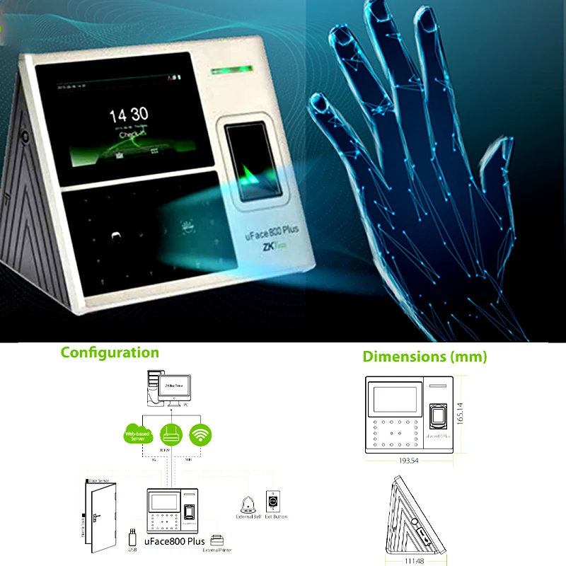 Zkteco Fingerprint Facial Attendance Machine Company Employee Facial Recognition Work Face Brushing Clock in Machine