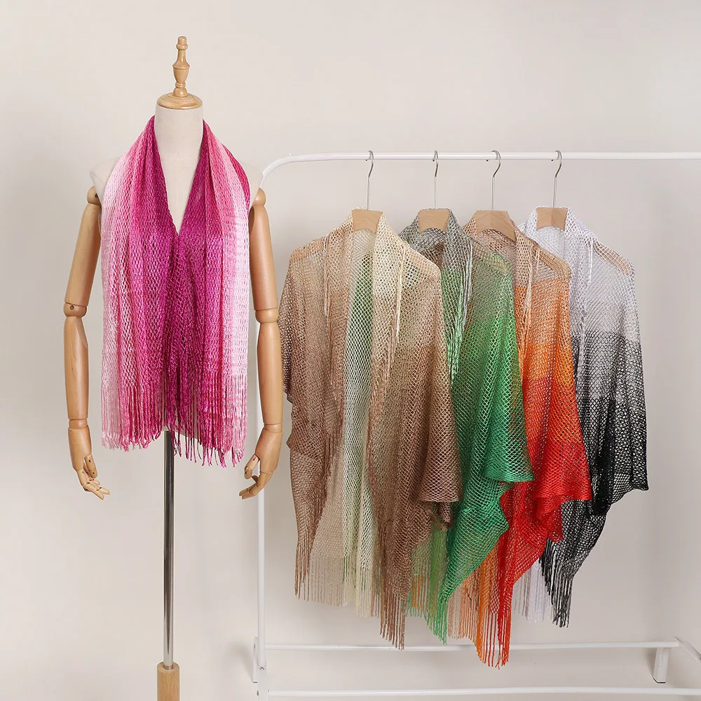 New Style Summer Sea Beach Shawl Women Outdoor Big Size Sexy Ombre Chiffon Tassel Beach Scarves