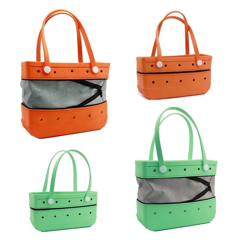 Waterproof zipper eva beach tote bag fashion design swimming pool waterproof eva handbag rubber eva beach bag
