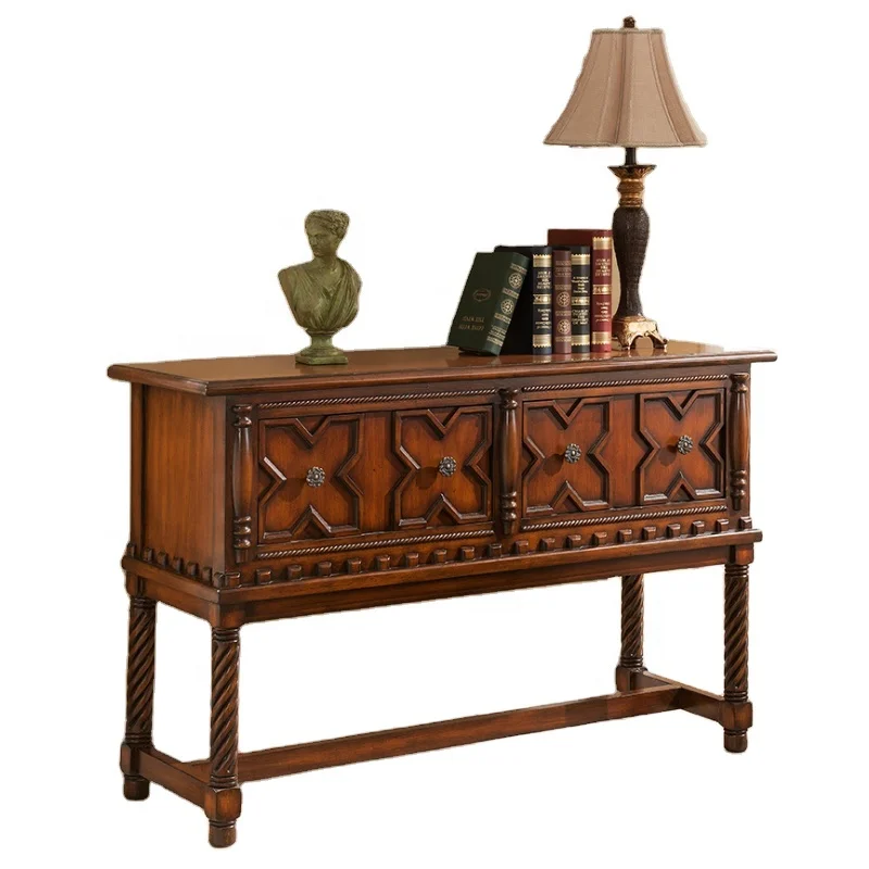 
wood craved furniture display wall restaurant end side console tablecabinet 