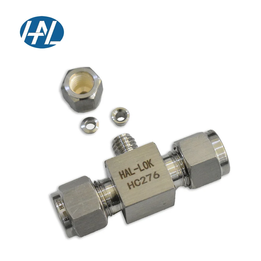 Alloy C276 Double Ferrule Tube Fittings Hastelloy C-276 Reducing Union Tee