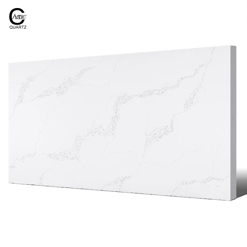Новый дизайн, искусственные плиты Calacatta из кварцевого камня, коррозионностойкие кухонные острова, белые столешницы Calacatta