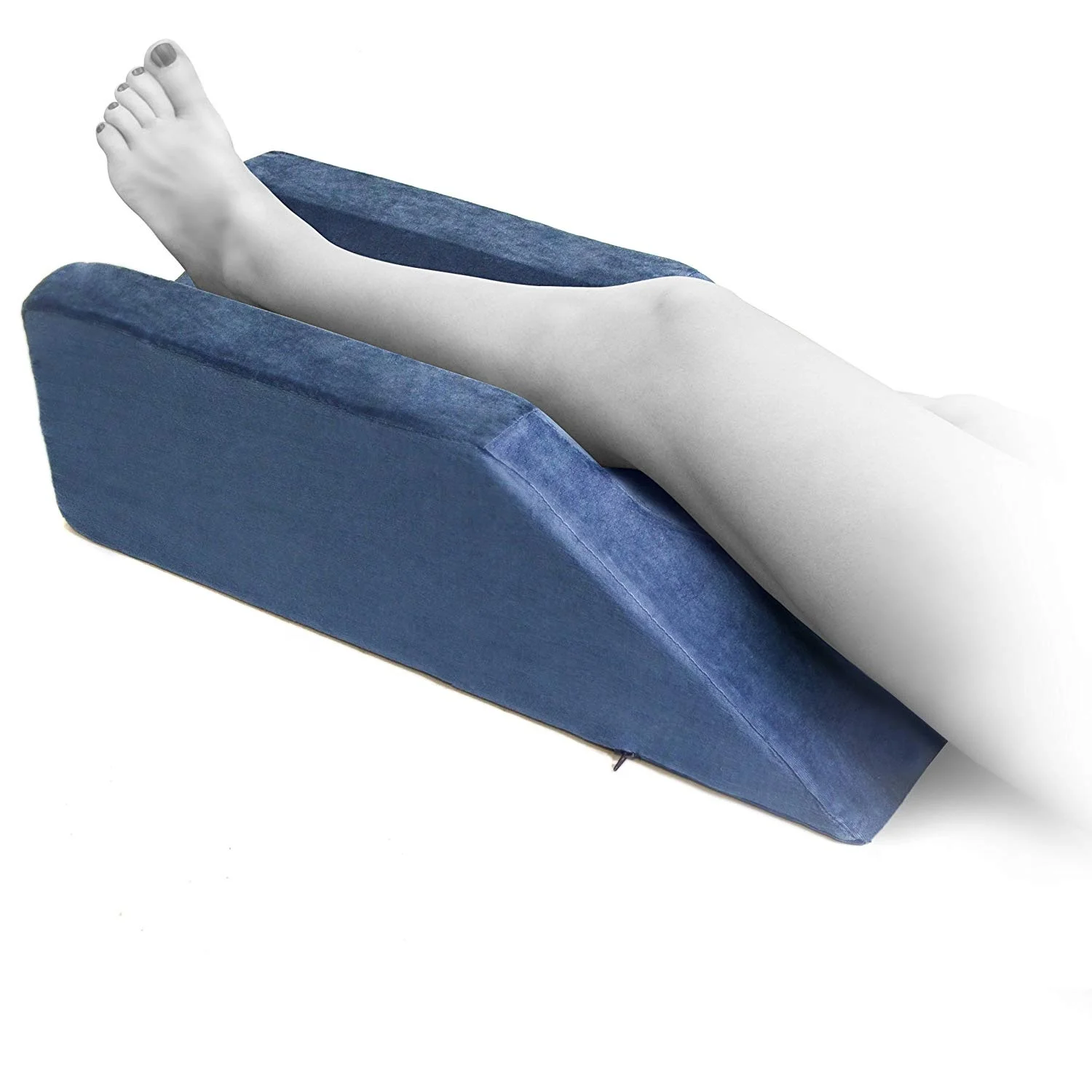 Ergonomic design leg pillow soft memory foam knee leg support pillow skin-friendly velvet groove leg elevation pillow