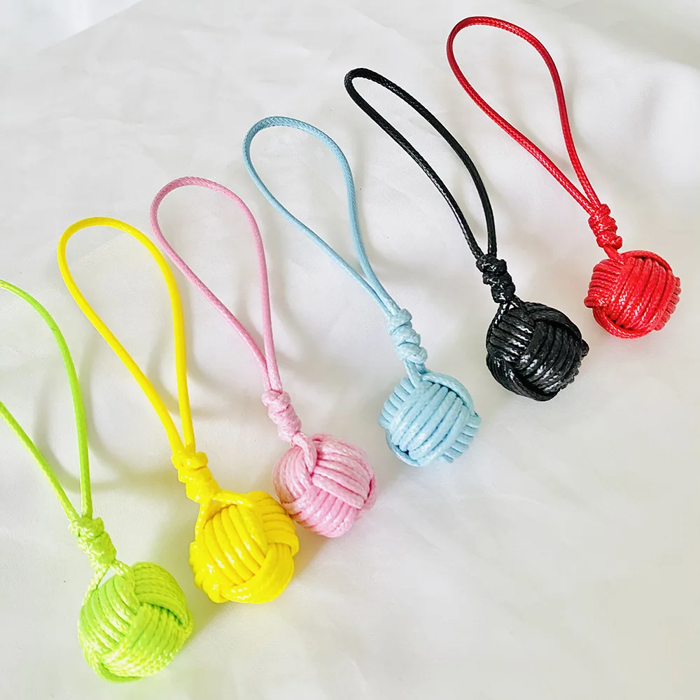 Retro Monkey Fist Knot Keychain Bag Pendant DIY Hand-woven Key Ball Pendant DIY Car Key Accessories