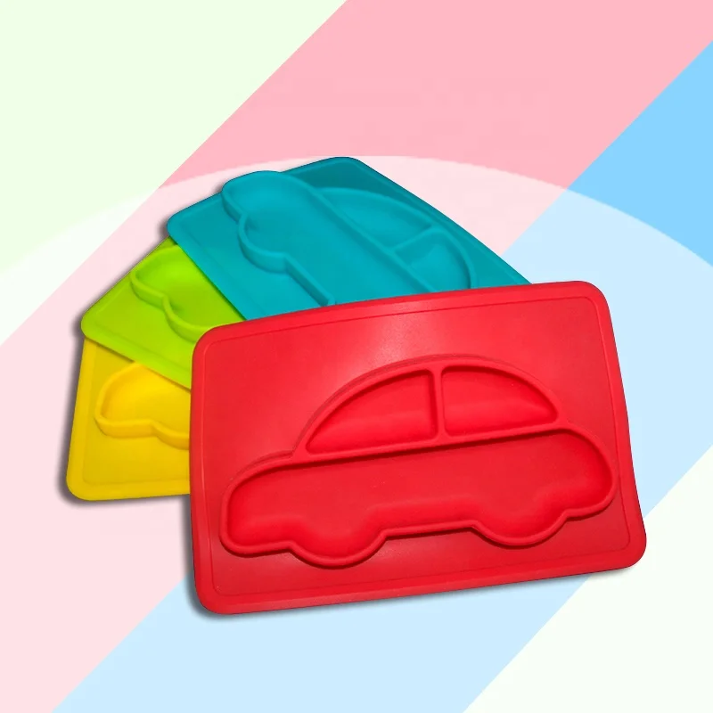 silicone lovely cartoon food plate for baby kids in dinner by Factory Customized High Quality