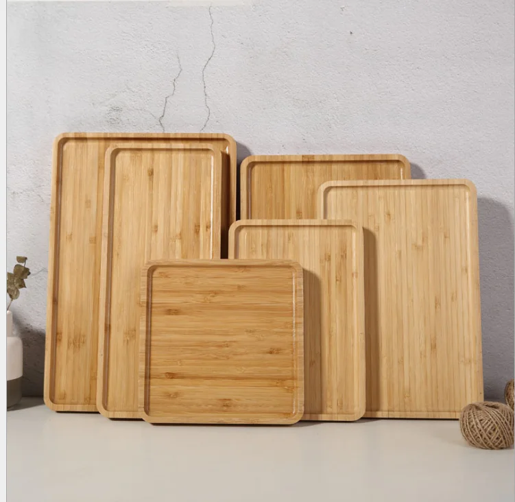 Eco friendly  custom logo bamboo trays food snake serving tray