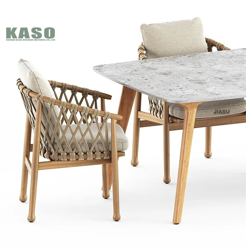 Rattan Chair Courtyard Cafe Dinning Stackable Modern Patio Restaurant Wicker Cast Aluminum Rope Garden Chair Outdoor Furniture