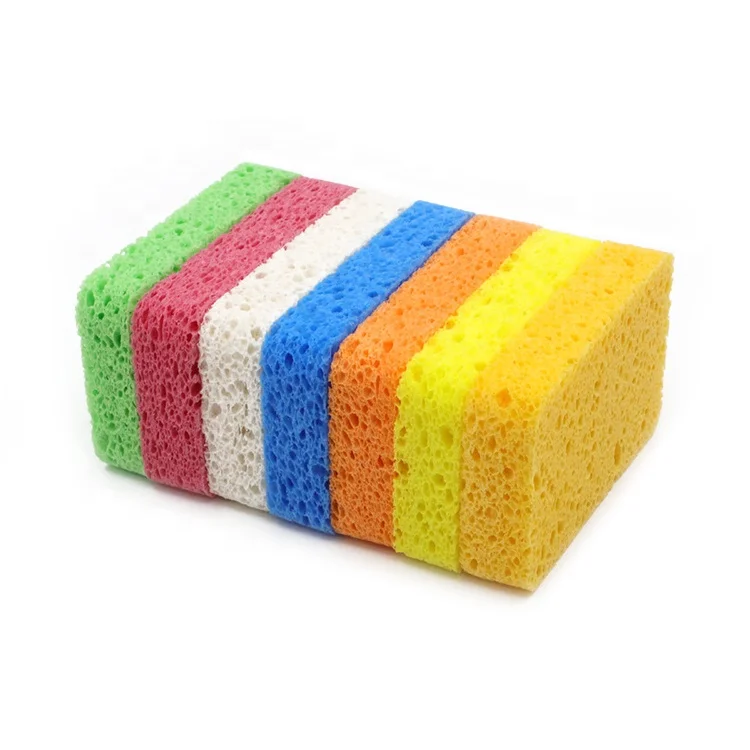 Multicolor Eco Friendly Compressed Cellulose Sponge Magic Biodegradable Kitchen Dish Washing Cleaning Sponge Cloth