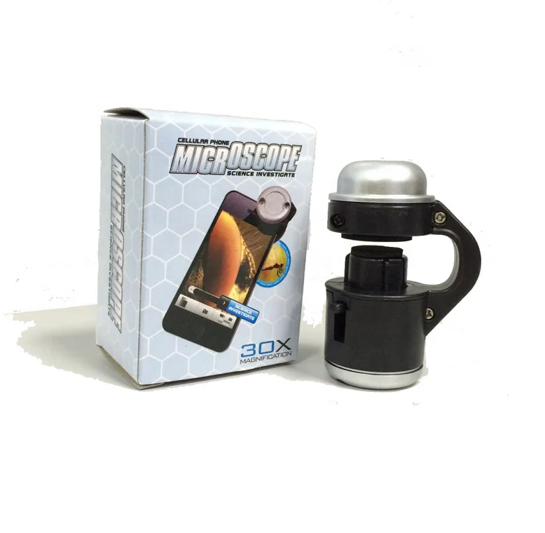 Wholesales 30X Zoom LED Magnifier Clip-On Cell Phone Mobile Phone Microscope Micro Lens for Smartphone