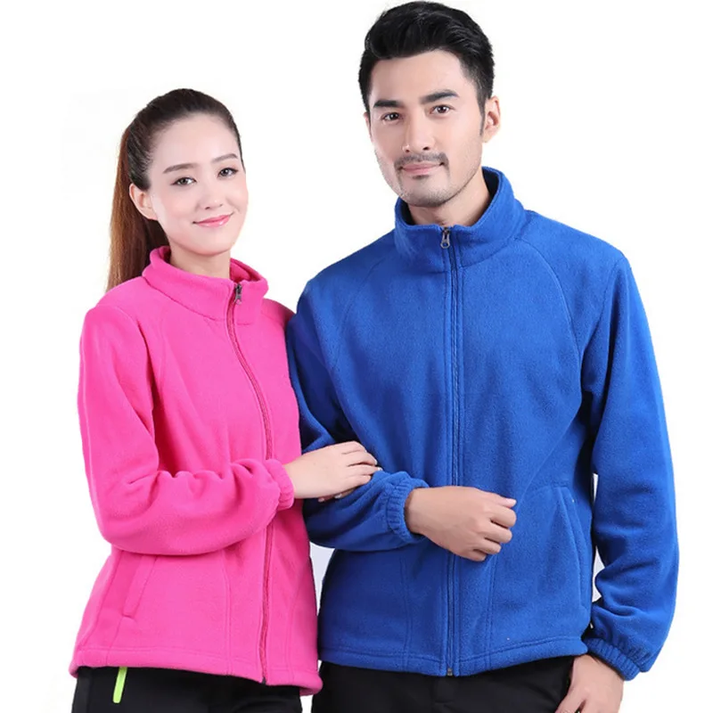 Colorful Soft Shell Outdoor Unisex Single Layer light weight Custom color logo with pocket windproof Polar Fleece Warm Jacket
