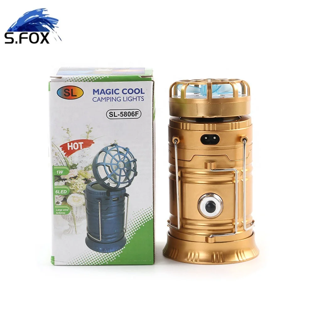 Ceiling Fan Collapsible LED Light Outdoors Tent Lamp Solar Camping Lantern