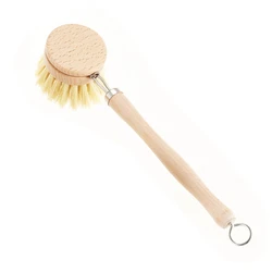 Kitchen brush with replaceable head wooden sisal