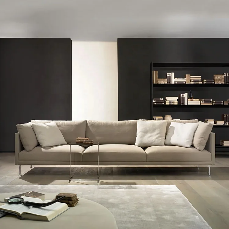 Modern leaving room furniture sofa general use office sofas design simple thin arm 4 seater chesterfield sofa china