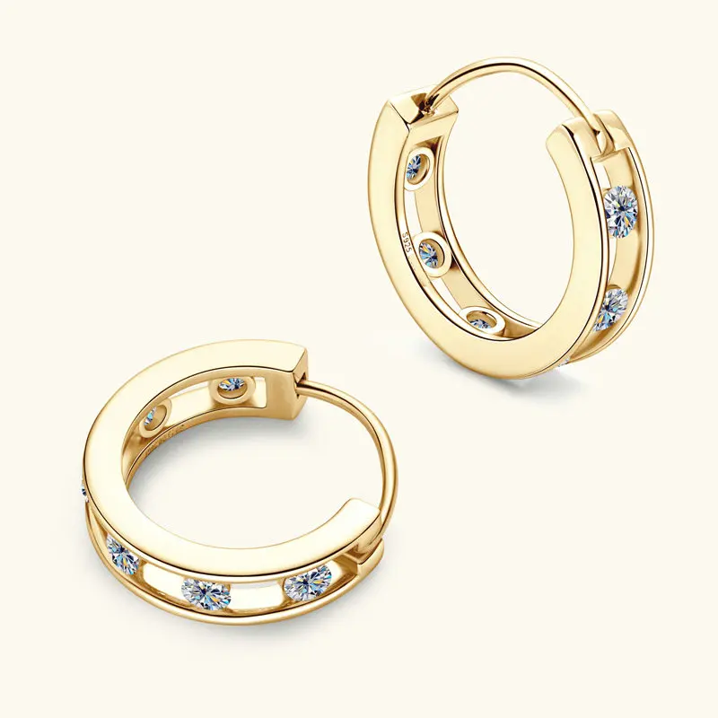 Custom Wholesale Rhodium Gold plated CZ sterling silver 925 huggie hoop earrings fashion Jewelry