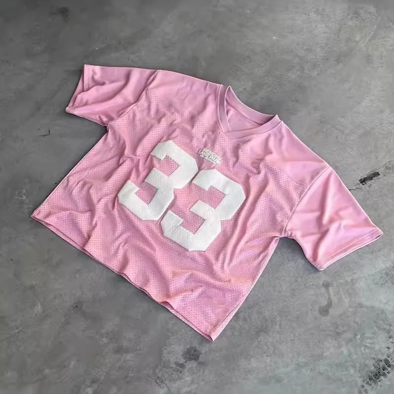 American Style Y2K Hip Hop New Gothic V-neck Letter Print Sports Short Sleeve Streetwear Couple Pattern T-shirt