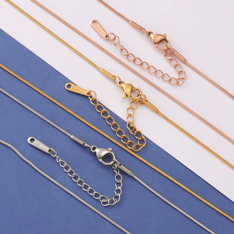 Elegant New DIY Women Men Jewelry Chains 1mm Stainless Steel Snake Chain Necklace