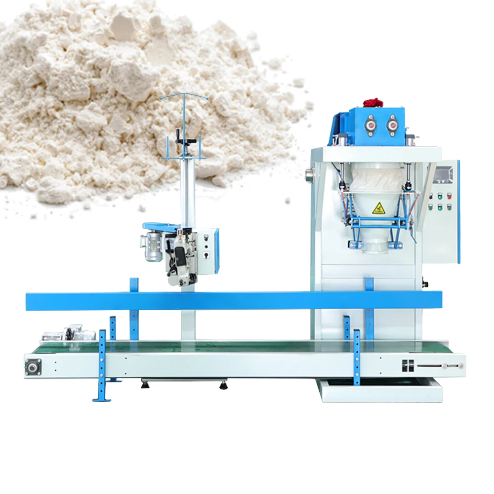 10kg 15kg 25kg Weighing Packaging Machine Maize Corn Meal Mill Wheat Flour Production Line Weigher Filler Woven Paper Bag Sleaer