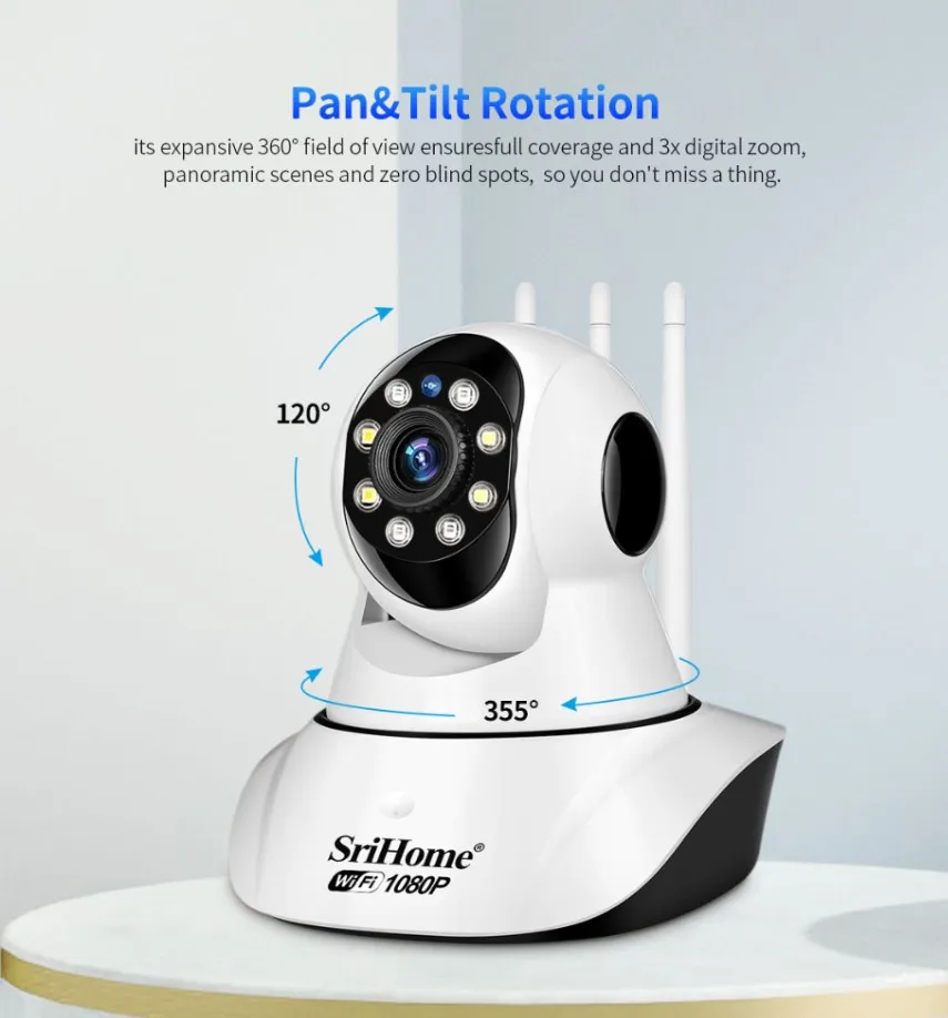 Srihome 2MP HD и поддержкой Wi-Fi камера 2 способ аудио обнаружения движения ночного видения CCTV камеры безопасности Ip