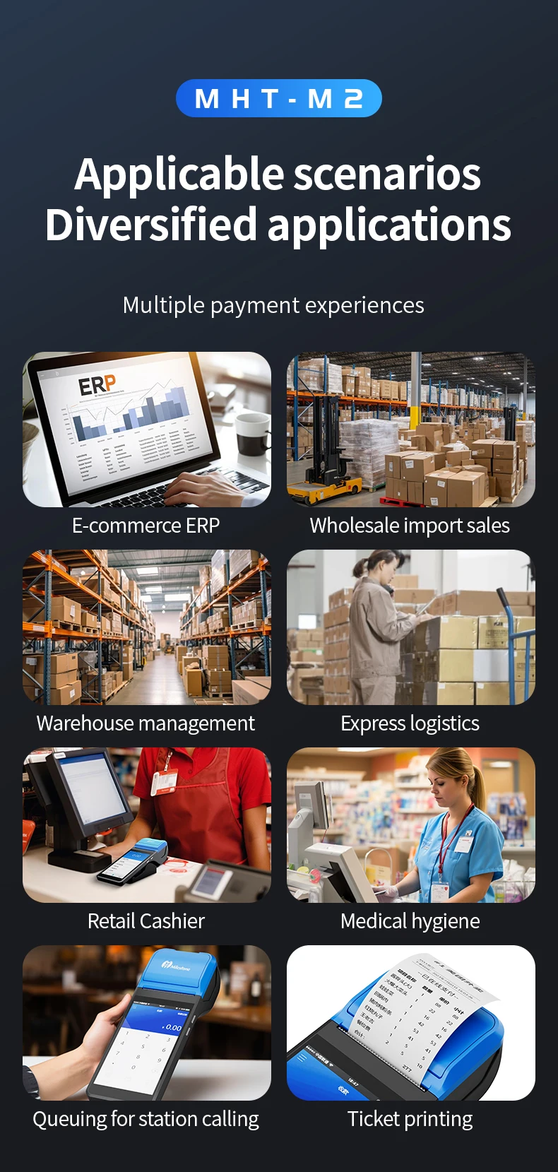 MHT-M2 Android 11 5.5 inch Handheld Mobile Pos Terminal Machine with 4G NFC Card Mini Android Pos System