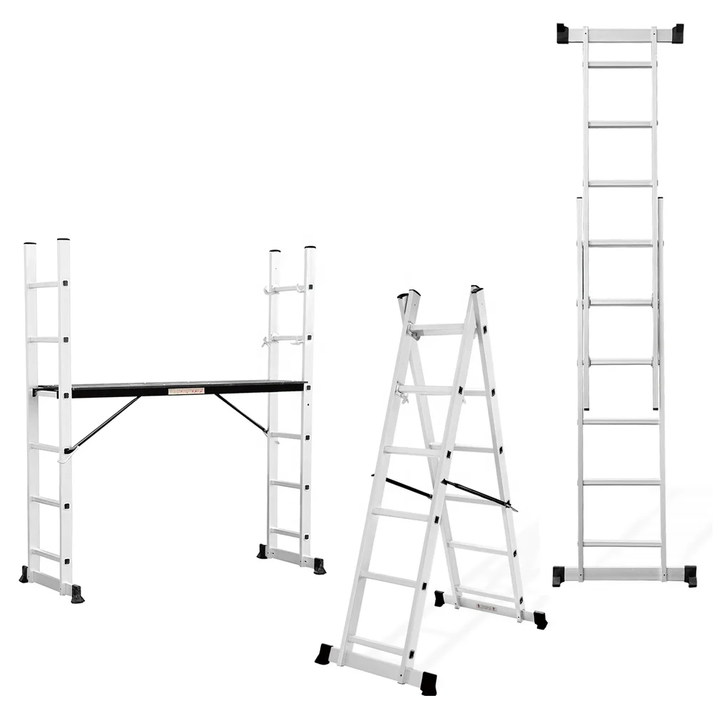 2x6 Step Aluminum Telescopic Ladder With Platform  Scaffolding Step Ladder