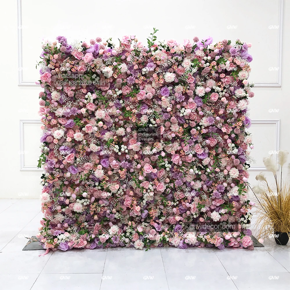 Wholesale Custom Purple Lilacs Wedding Supplies Decoration Rose Backdrop Silk Artificial Decorative Flower Wall