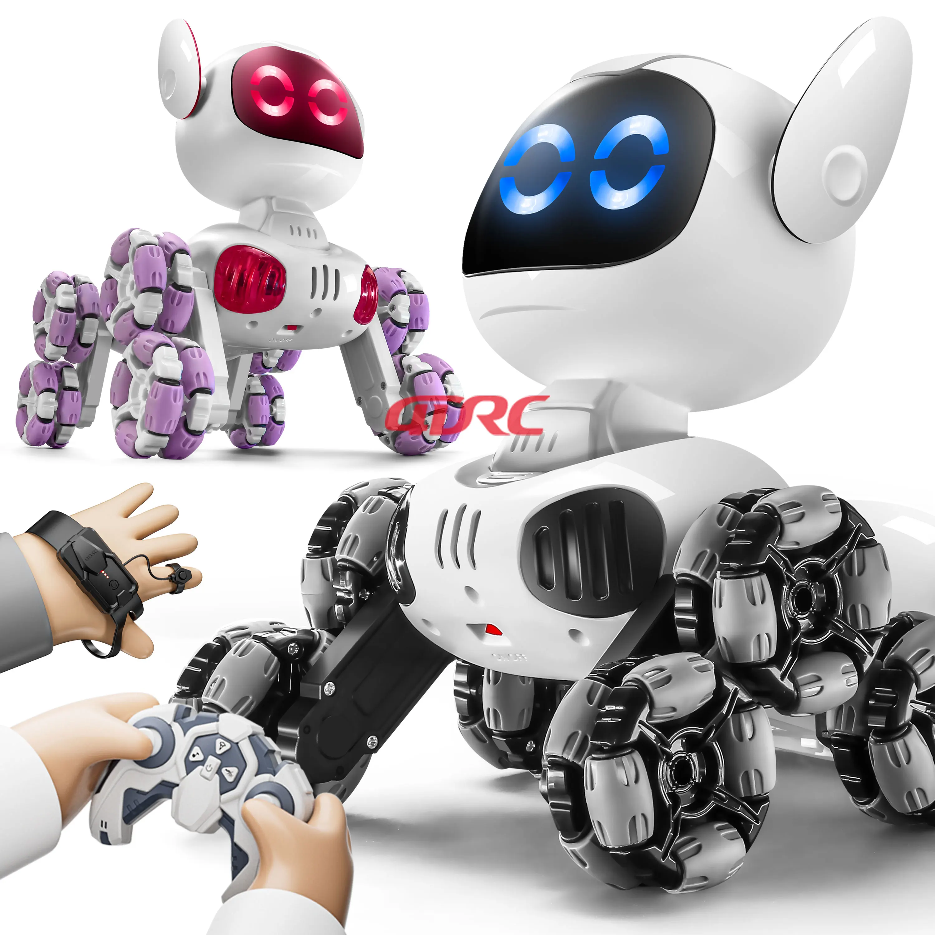 4DRC 4D-Y9 2.4g 4wd Dual Mode Rc Robot Dog Toys 360° Eight Wheel Stunt Robot Dog Toys Gesture Sensing Remote Control Robot Dog
