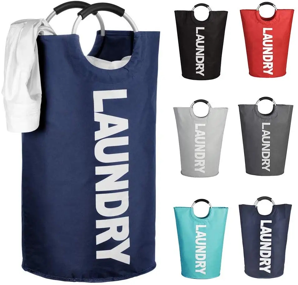 
2019 Large Collapsible Laundry Hamper Laundry Basket with two Alloy Handles storage cloth bag 