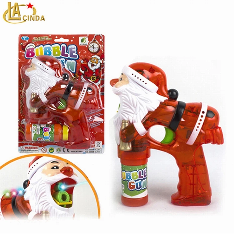 happy Santa Claus LED blow bubbles gun,kids cartoon plastic bubble gun musical christmas toy