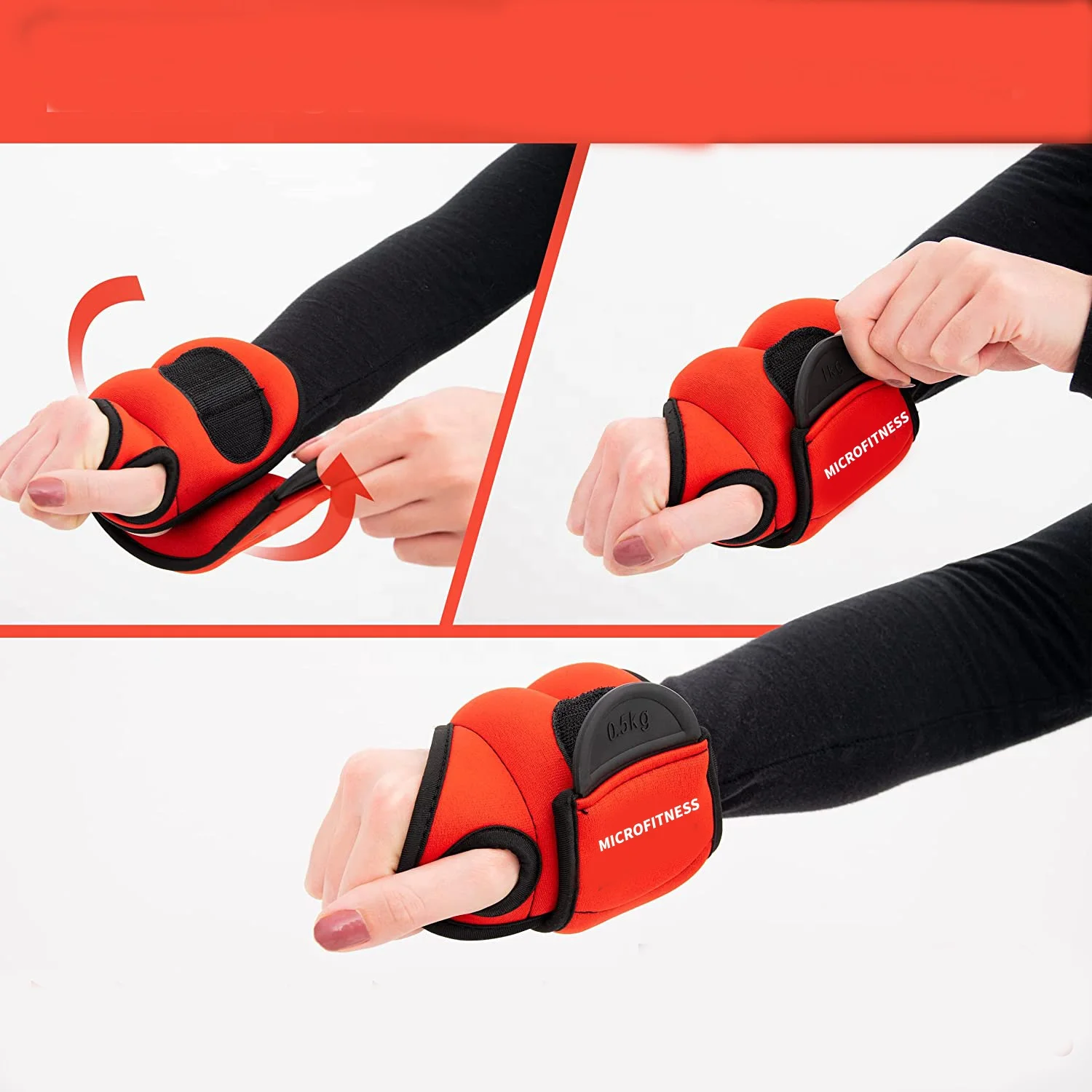 Weight Cuffs, Various Hand Weights from 0.5 kg to1.5 kg, Adjustable Wrist weight for Men and Women