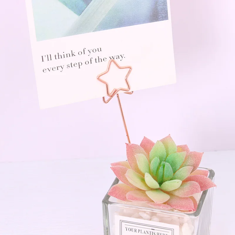 YS1236 Cheap Price Heart Star Flower Shaped Colorful Metal Wire DIY Table Card Memo Clip