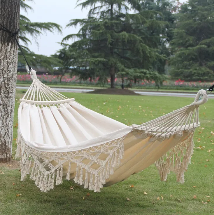 Garden Use Comfortable Lace Tassel Cotton Canvas Swing Hanging Chair Modern Hammock