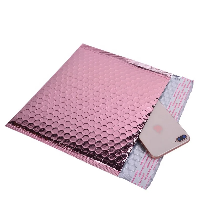 Custom print rose gold bubble poly mailers custom envelope and pink bubble mailer Metallic Bubble Envelope Express Mailer Bag