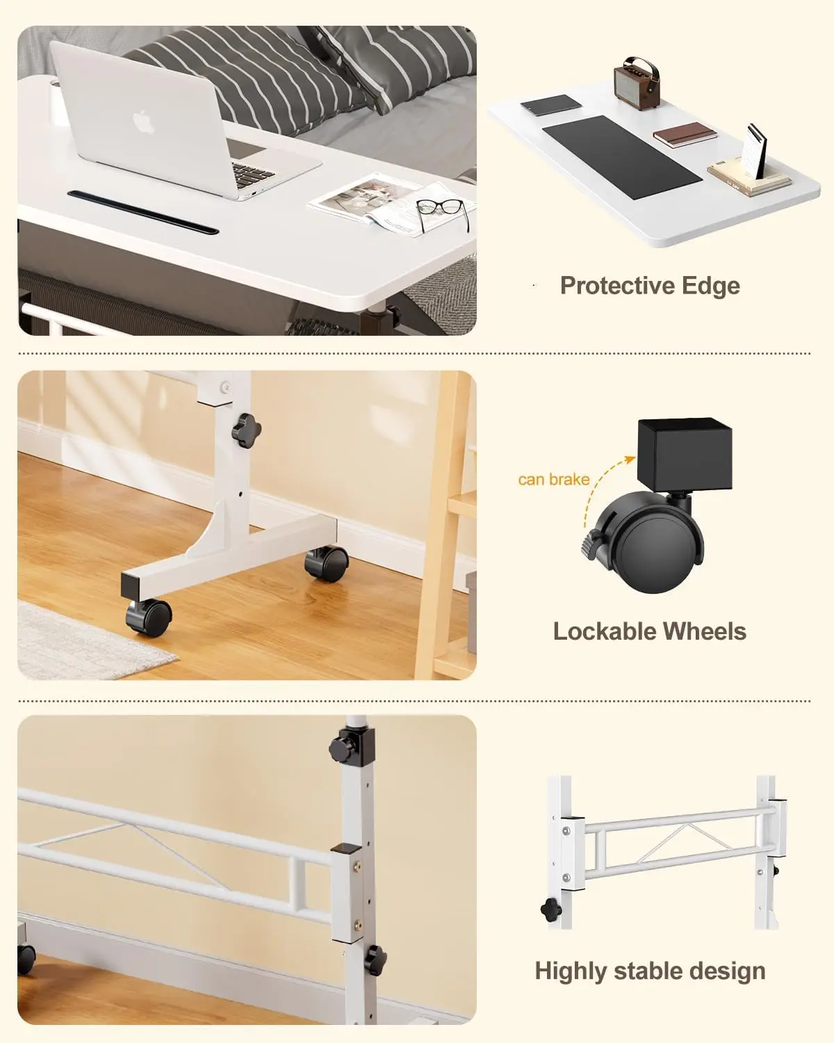 Home Office Power Outlet L Shaped Computer Corner PC Desk with Fabric Drawer