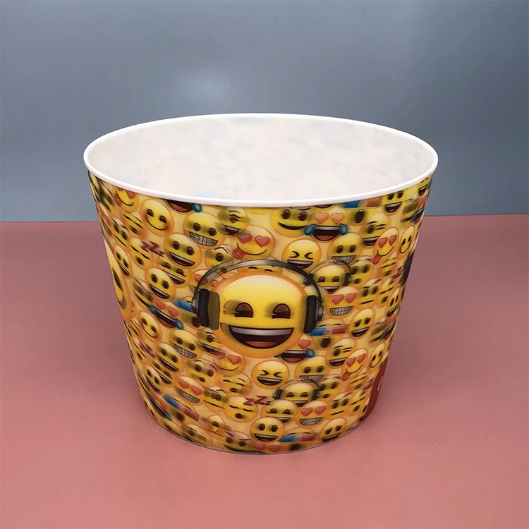  Wholesale Colorful 3D Lenticular Printing Emoticons Popcorn Buckets Custom Plastic Bucket For