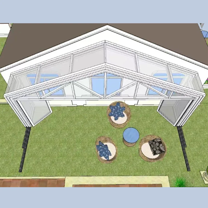 American Modern Style Villa Garden Aluminium Curved Glass Sun Room