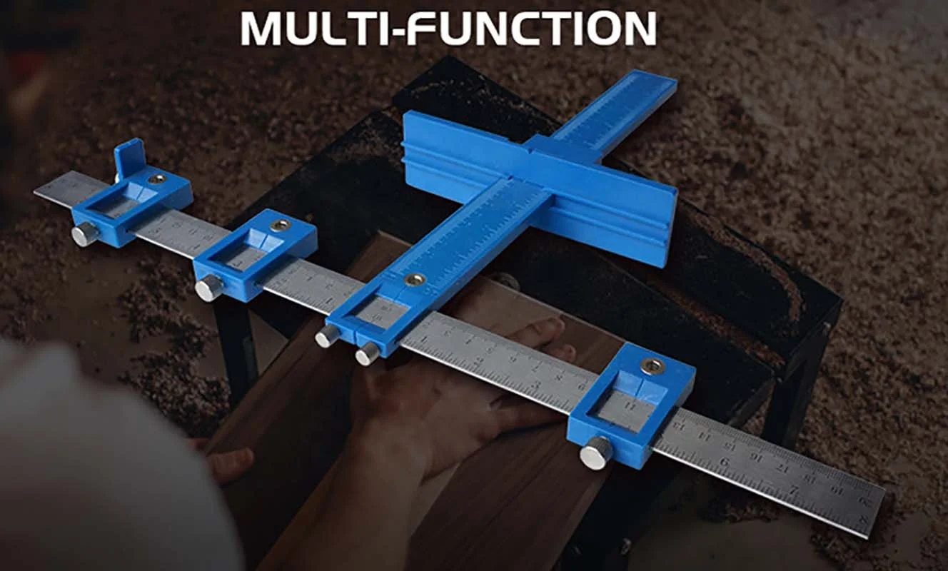 Multifunctional woodworking aids Drill hole for handle punching locator Ruler