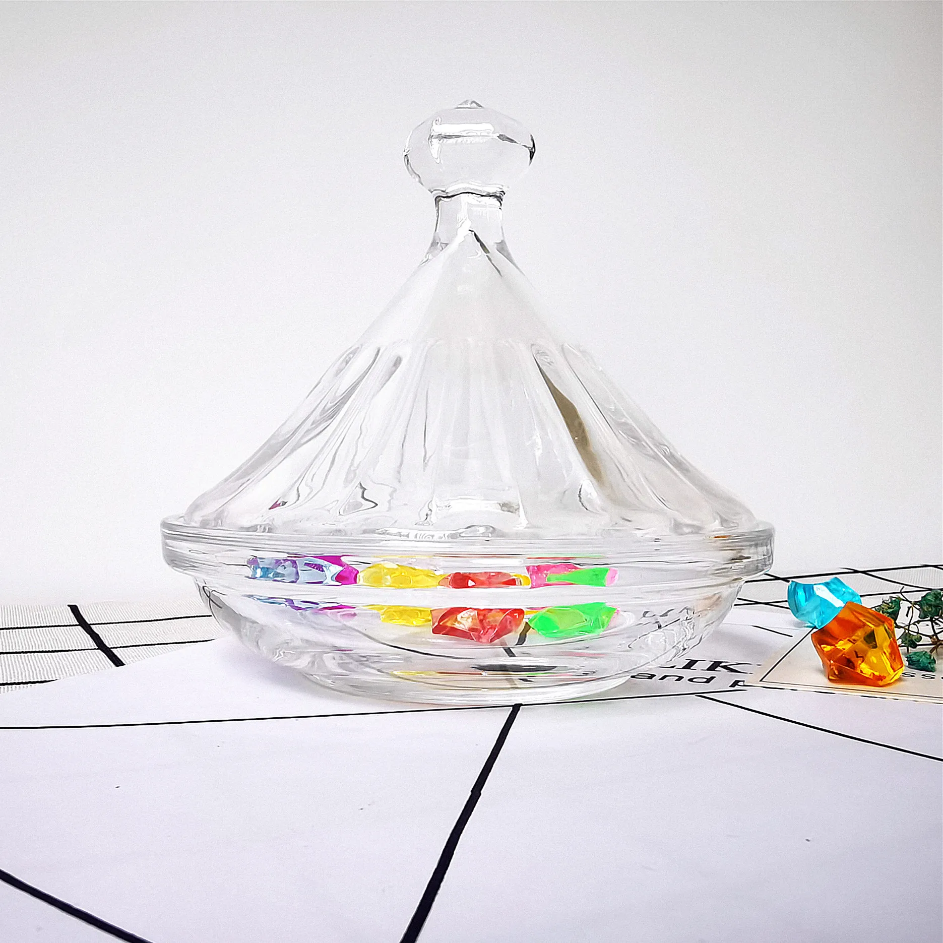 Glass Candy Jars Wholesale Cheap Price Luxury European Crystal Glass candy Jar Buffet Dessert Bowl