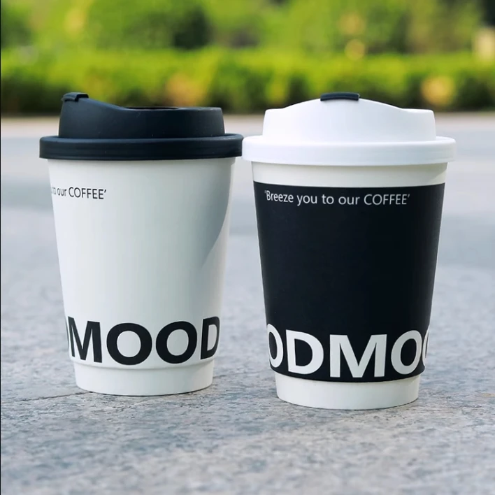 Factory products 4oz 8oz 10oz 12oz 16oz 24oz hot drinks disposable custom logo black coffee double wall paper cup