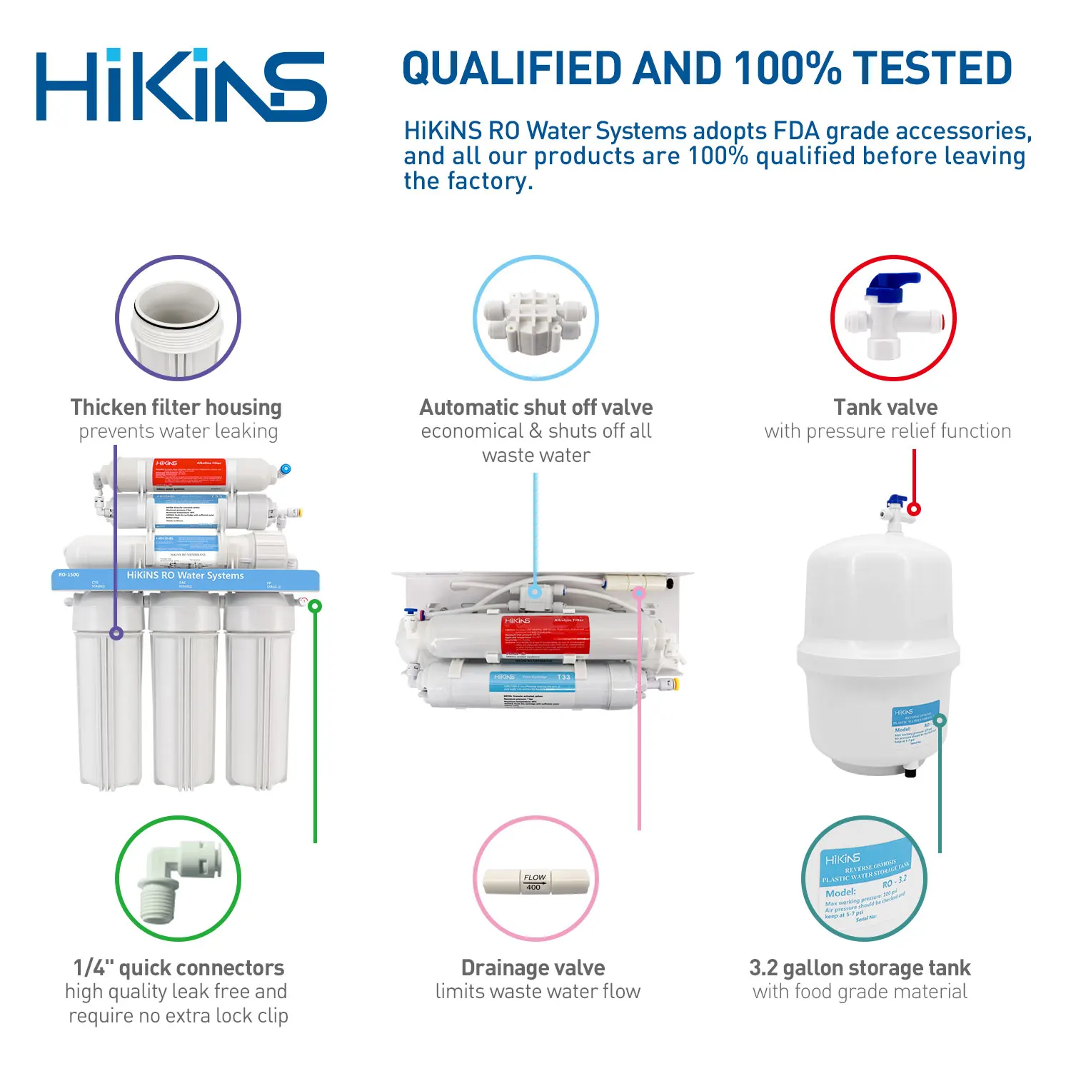 Hikins UV Purification System Ro Filter 7 Stages New Water Filter Purifier Osmosis Inversa Water Filter System
